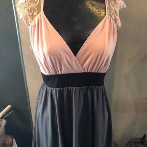 Pink and grey dress with lace back